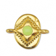 Ciondoli di metallo DQ distanziatore ovale giallo lime-oro (privo di nichel)