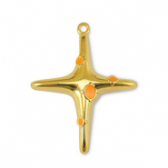Ciondoli di metallo DQ croce arancione-oro (privo di nichel)