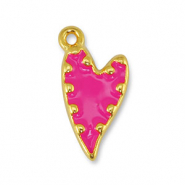 Ciondoli di metallo DQ cuore fucsia-oro (privo di nichel)