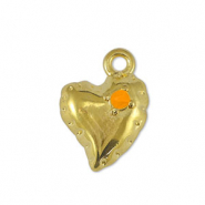 Ciondoli di metallo DQ cuore arancione-oro (privo di nichel)