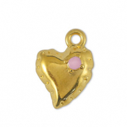 Ciondoli di metallo DQ cuore rosa chiaro-oro (privo di nichel)