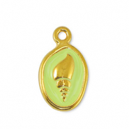 Ciondoli di metallo DQ conchiglia giallo lime-oro (privo di nichel)