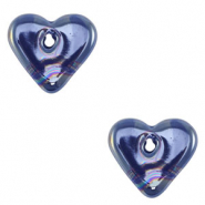 Perline di ceramica greca DQ cuore blu scuro