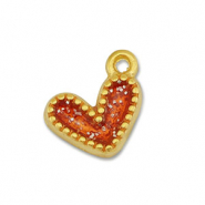 Ciondoli di metallo DQ cuore oro-glitterato   rosa (privo di nichel)