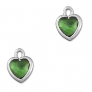 Pendenti di vetro Crystal Glass cuore verde-argento