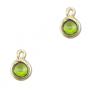 Pendenti di vetro Crystal Glass tonda verde-oro