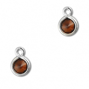 Pendenti di vetro Crystal Glass tonda arancione marrone-argento