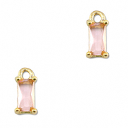 Pendenti di vetro Crystal Glass rettangolo pesca-oro