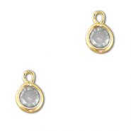 Pendenti di vetro Crystal Glass tonda trasparente-oro