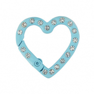 Componenti colorati anello bris&eacute; portachiavi cuore blu chiaro