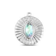BY31&reg; Ciondoli in acciaio inossidabile tonda argento-acqua
