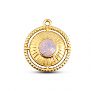 BY31&reg; Ciondoli in acciaio inossidabile tonda con anello oro-rosa opale delicata