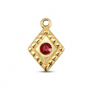 BY31&reg; Ciondoli in acciaio inossidabile rombo oro-rosso rubino