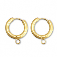 Orecchini in acciaio inossidabile a cerchio con anellino 15mm oro
