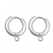 Orecchini in acciaio inossidabile a cerchio con anellino 15mm  argento