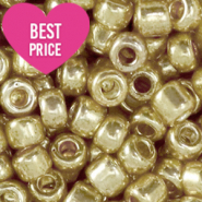 Perline di vetro rocailles 6/0 (4 mm) champagne d'oro metallico luminoso