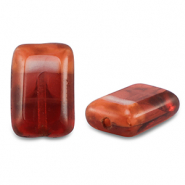 Perline Rep. Ceca TCB rectangle 12x8mm trasparente rosso-rosa vintage