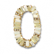 Orecchini sfaccettati ovale bianco AB-transparente AB-oro