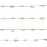 Componenti in acciaio inossidabile catena a rol&ograve; tonda argento-multicolore pastello
