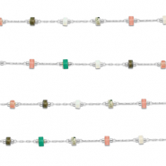 Componenti in acciaio inossidabile catena a rol&ograve; Mezcla de piedras naturales rondella argento-multicolore
