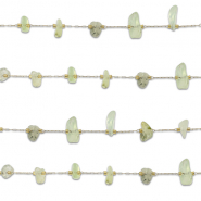 Componenti in acciaio inossidabile catena a rol&ograve; Prehnite irregolare oro-verde chiaro