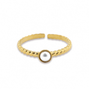 Anelli in acciaio inossidabile perla oro-bianco