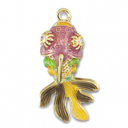 Ciondoli di metallo pesce oro-multicolore