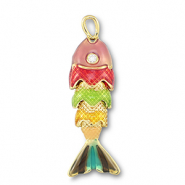 Ciondoli di metallo pesce oro-multicolore