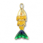 Ciondoli di metallo pesce oro-giallo-blu-verde