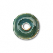 Perline di ceramica disco verde scuro-marrone