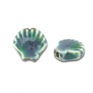 Perline di ceramica conchiglia blu ottanio