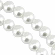 Perline di vetro con effetto perlato 10mm bianco