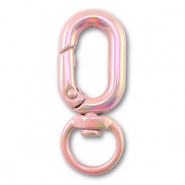 Componenti colorati anello bris&eacute; portachiavi ovale rosa-rivestimento AB