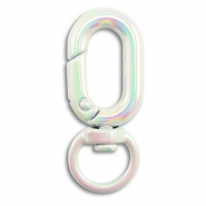 Componenti colorati anello bris&eacute; portachiavi ovale bianco-rivestimento AB