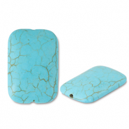 Perline di ceramica rettangolo blu turchese
