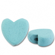 Perline di legno cuore blu chiaro