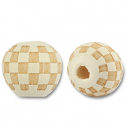 Perline di legno tonde 10mm con motivo biancastro-naturale