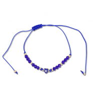 Cavigliere alla moda perline miste blu scuro-oro