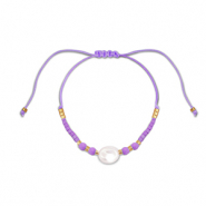 Braccialetti alla moda perline miste viola-bianco-oro