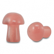 Perline in pietra naturale vetro fungo rosso corallo chiaro