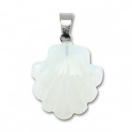 Ciondolo in pietra naturale vetro conchiglia transparente bianco