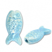Perline di ceramica greca DQ pesce blu chiaro