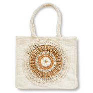 BY31&reg; Borsa da spiaggia biancastro-marrone-oro
