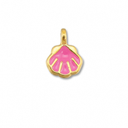 Ciondoli di metallo DQ conchiglia Magenta pink-oro (privo di nichel)