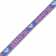 BY31&reg; Nastro con testo "Amour" blu lavanda-rosa-blu chiaro-oro