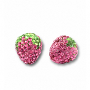 Perline in acrilico con strass fragola rosa-verde charo