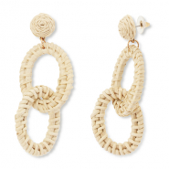 Orecchini ratfia alla moda ovale beige-oro