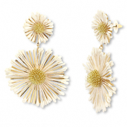 Orecchini rafia alla moda fiore biancastro-oro