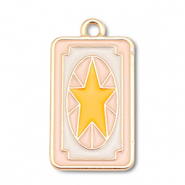 Ciondoli di metallo smalto carta con stella oro-rosa chiaro-bianco-giallo
