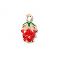 Ciondoli di metallo smalto fragola oro-rosso-verde